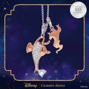 Disney Aladdin Genie Lamp  Necklace, 925 Sterling Silver Charmed Aroma